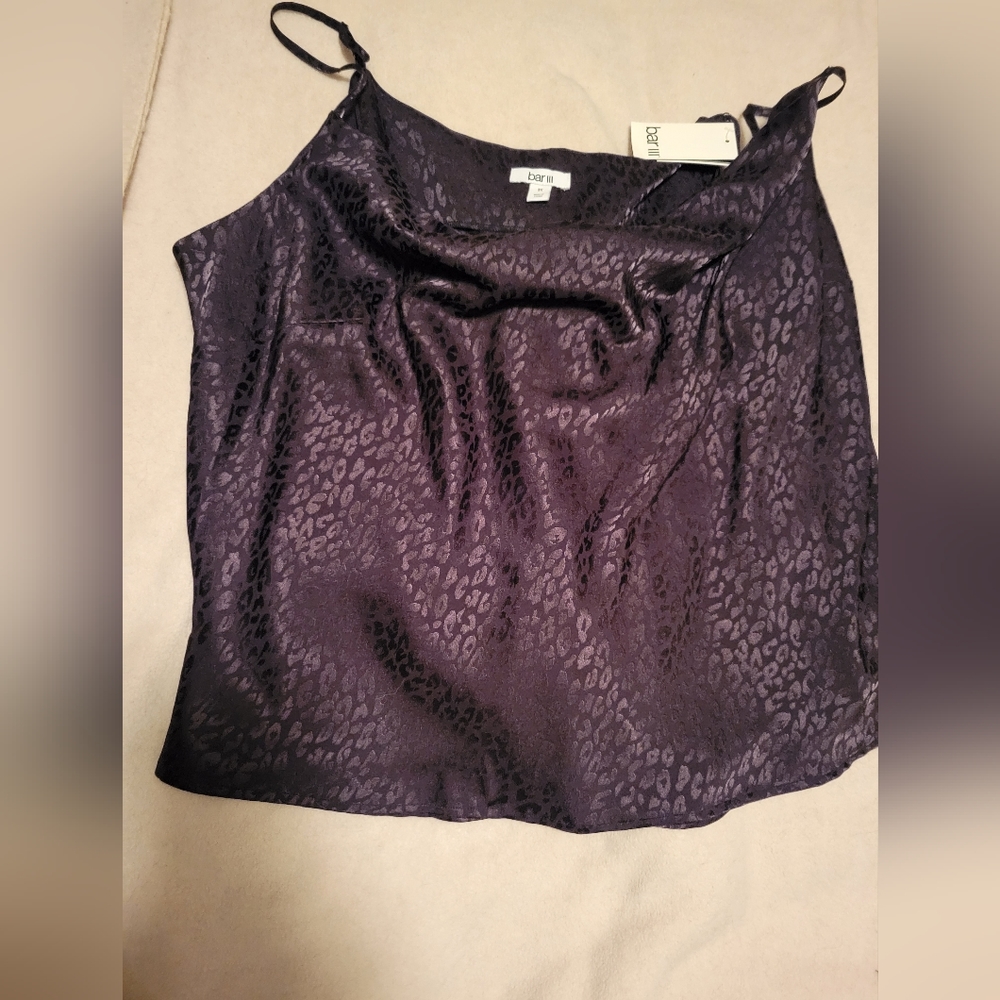 Elegant black satin tank top.